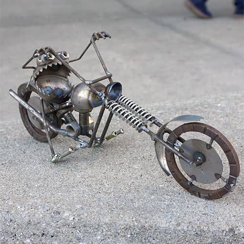 Sugarpost Gnome Be Gone Mini Chopper Motorcycle Welded Metal Art