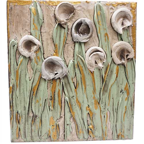 Art by Susan 7x8 Bubble Flowers Wood Block WP1394