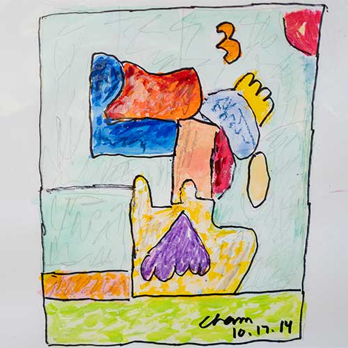 Cham 14x17 Abstract on Paper CWP1449 SOLD