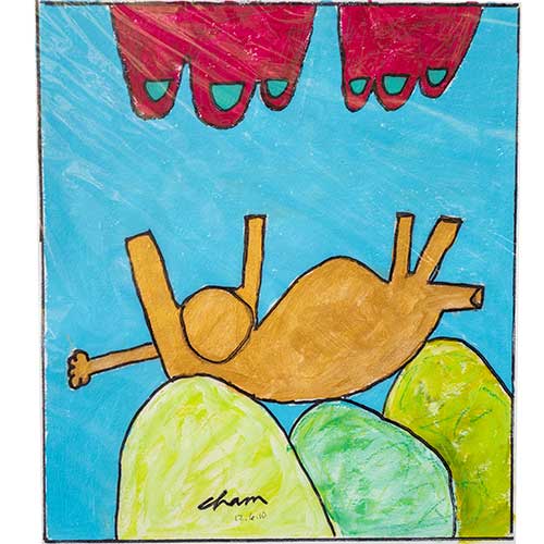 Cham 18x23.5 Abstract on Paper CWP2036