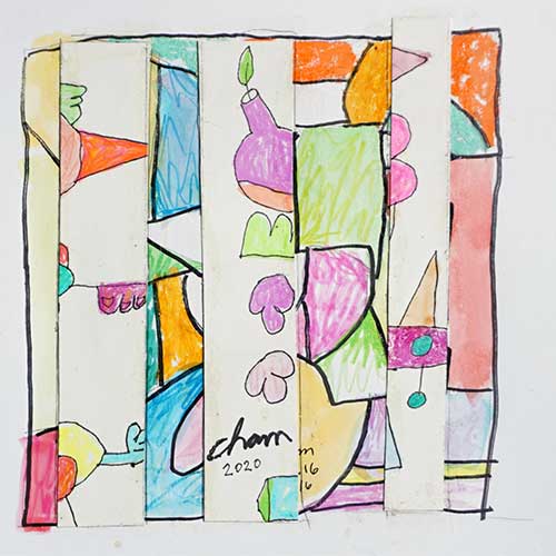 Cham 14x17 Abstract Paper Collage WP1481