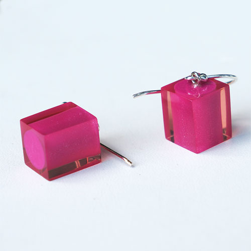 Zsiska Colors Cube Earring - Hot Pink JE1956