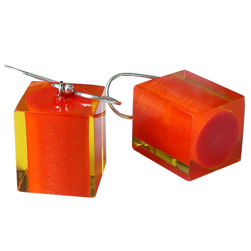 Zsiska Colors Cube Earrings Orange Large JE2907