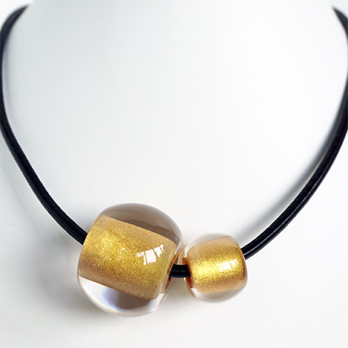 Zsiska Gold Pigment 2 Bead Necklace JN2592