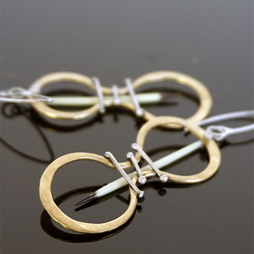 JL Merrill Brass/Silver Infinity Quill Earrings JE3538