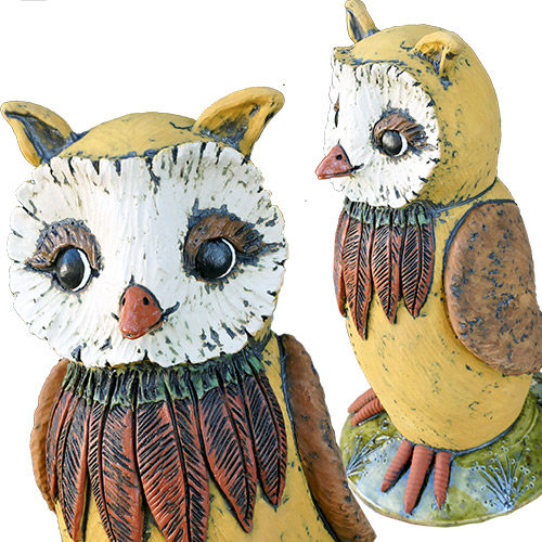 Jean Wilder White Face Feathered Owl DP1141 SOLD