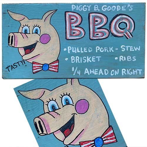 Kip Ramey 24x12 Piggy BBQ Sign WP2018