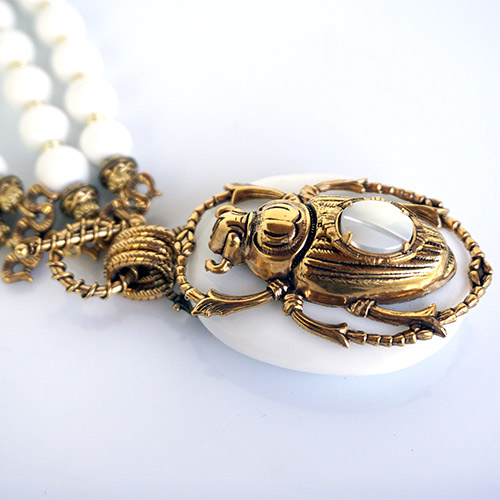 Patrice Necklace Beetle on White Jade JN2551